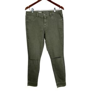 Mossimo Mid  Rise Power‎ Stretch Green Wash Raw Hem Distressed Jeggings